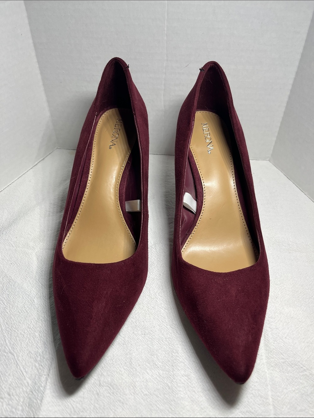 Merona Burgundy Pointed Toe Faux Suede Pumps